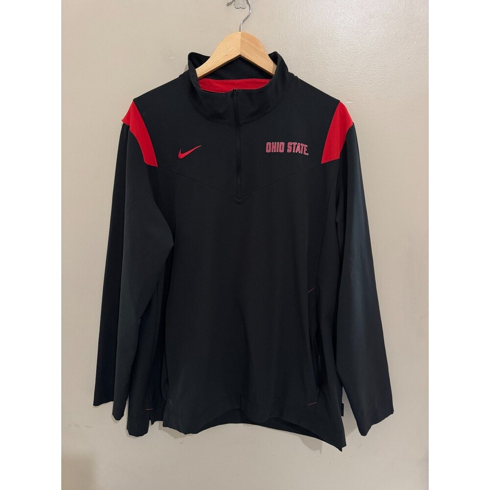 Mens XL Nike Ohio State Buckeyes Football Team Issued PE Sideline 1/2 Zip Jacket